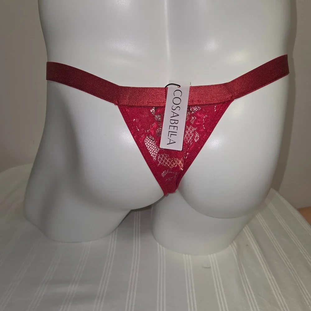 Cosabella Italian Mystic Red Lace Mid-Rise Men's Thong Stretch Underwear